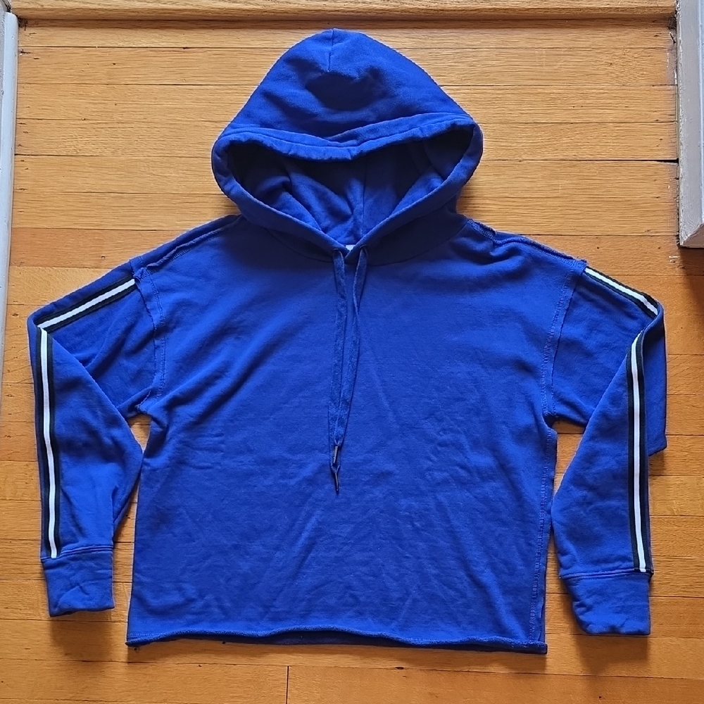 Evereve, Royal Blue, Raw Hem, Cropped Hoodie, EUC, Women's M